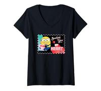 Femme Minions Sending You My Heart T-Shirt avec Col en V
