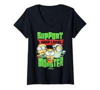 Femme Minions Support Your Local Monster T-Shirt avec Col en V