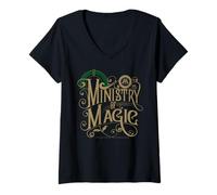Femme Ministère de la Magie Harry Potter Nouveau Design 2025 T-Shirt avec Col en V
