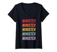 Femme Ministre T-Shirt avec Col en V