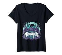 Femme Minneapolis Nordic Mythology Warrior Norvège Suède Islande T-Shirt avec Col en V