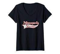 Femme Minneapolis Strong Minnesota Powerful Message Varsity Style T-Shirt avec Col en V