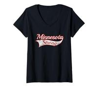 Femme Minnesota Strong Powerful Message Varsity Style Throwback T-Shirt avec Col en V