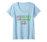 Femme Minsung Hold My Hand in Our Youth Paroles Whatevership Skz T-Shirt avec Col en V