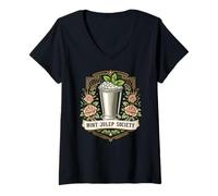 Femme Mint Julep Society Derby Party Design T-Shirt avec Col en V