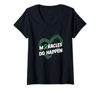 Femme Miracles Do Happen Ruban pour donneur d'organes T-Shirt avec Col en V