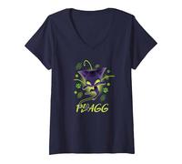 Femme Miraculous Ladybug Kwamis Collection avec Plagg T-Shirt avec Col en V, Bleu Marine, XL