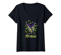 Femme Miraculous Ladybug Kwamis Collection avec Plagg T-Shirt avec Col en V, Noir, L