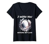 Femme Miroir brisé Ironic I Wish You Nothing But Bad Luck T-Shirt avec Col en V
