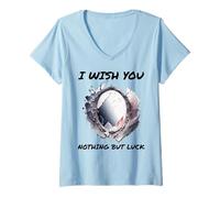 Femme Miroir brisé Ironic I Wish You Nothing But Bad Luck T-Shirt avec Col en V