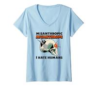 Femme Misanthropic Misanthrope - I Hate Humans (Graphique) T-Shirt avec Col en V