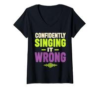 Femme Misheard Lyric Humor Singing It Wrong T-Shirt avec Col en V