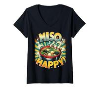 Femme Miso Soup Food Cuisine Japonaise Sushi Miso Happy T-Shirt avec Col en V