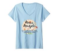 Femme Miss Marple ne sous-Estimez jamais Une Femme avec des Aiguilles à Tricoter T-Shirt avec Col en V