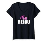 Femme Miss Relou | Caractère Rebelle Piquante Drôle Affirmé Franc T-Shirt avec Col en V
