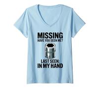 Femme Missing Have You Seen Me Douille 10 mm pour mécanicien Automobile T-Shirt avec Col en V