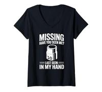 Femme Missing Have You Seen Me Douille 10 mm pour mécanicien Automobile T-Shirt avec Col en V