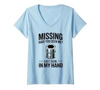 Femme Missing Have You Seen Me Douille 10 mm pour mécanicien Automobile T-Shirt avec Col en V