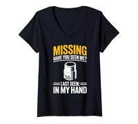Femme Missing Have You Seen Me Douille 10 mm pour mécanicien Automobile T-Shirt avec Col en V
