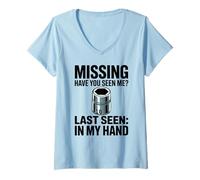 Femme Missing Have You Seen Me Douille 10 mm pour mécanicien Automobile T-Shirt avec Col en V