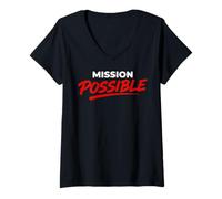 Femme Mission Possible : école motivante et inspirante T-Shirt avec Col en V