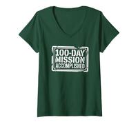 Femme Mission Scolaire de 100 Jours accomplie T-Shirt avec Col en V