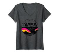 Femme Mission Spatiale rétro Saturne de la NASA Artemis II T-Shirt avec Col en V