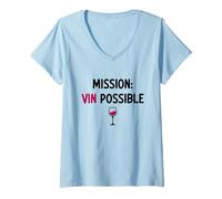 Femme Mission Vin Possible Humour vin pour Amateur de vin Rouge T-Shirt avec Col en V