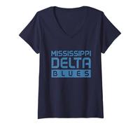 Femme Mississippi Delta Blues Musicien Guitare Musicien Vintage T-Shirt avec Col en V