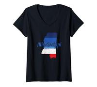 Femme Mississippi USA Aperçu de la Carte T-Shirt avec Col en V