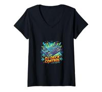 Femme Mixeur de Musique DJ Deck Control Energy Graphic T-Shirt avec Col en V