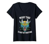 Femme MMA Et Muay Thai : l'art du Combat T-Shirt avec Col en V