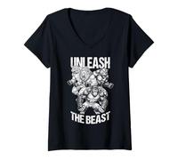 Femme MMA Fighter Wild Animals Unleash The Beast Arts Martiaux T-Shirt avec Col en V