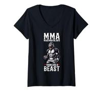 Femme MMA Gorilla - Cage Fighter Free Fighter T-Shirt avec Col en V