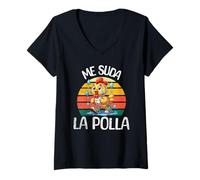 Femme Mme Suda La Polla Divertida T-Shirt avec Col en V