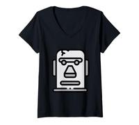 Femme Moai Head Chili île de Pâques T-Shirt avec Col en V