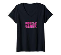 Femme Mobile Gamer Girl Cute Meme Cadeau pour sœurs et Mamans Joueurs T-Shirt avec Col en V