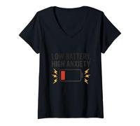 Femme Mode anxiété Faible Batterie élevée T-Shirt avec Col en V