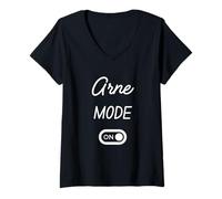 Femme Mode Arne Activé Nom Drôle T-Shirt avec Col en V