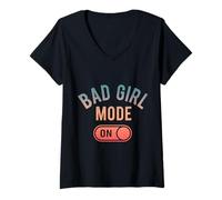 Femme Mode Bad Girl sur Baddie Girls Night Out T-Shirt avec Col en V