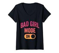 Femme Mode Bad Girl sur Baddie Girls Night Out T-Shirt avec Col en V