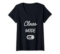 Femme Mode Claas Activé Nom Drôle T-Shirt avec Col en V