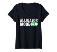 Femme Mode Crocodile Amusant sur Le Roi des Marais Amoureux des Crocodiles T-Shirt avec Col en V