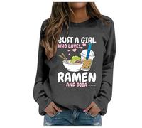 Femme Mode Décontracté Automne et Hiver Lettres Anglaises Imprimé Sweat à Capuche Col Rond Sweat à Capuche Manches Longues Haut D'abord Essayez Puis Chiffres Femmes, gris, M
