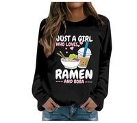 Femme Mode Décontracté Automne et Hiver Lettres Anglaises Imprimé Sweat à Capuche Col Rond Sweat à Capuche Manches Longues Haut D'abord Essayez Puis Chiffres Femmes, Noir , M