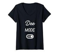 Femme Mode Dee Activé Nom Drôle T-Shirt avec Col en V