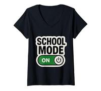 Femme Mode école sur Les Vacances d'été, Fin d'année, Enseignant, étudiant T-Shirt avec Col en V