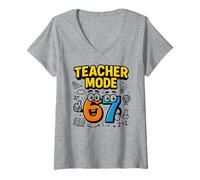 Femme Mode Enseignant 67 - L'école Italienne Funny Six Seven Brainrot T-Shirt avec Col en V