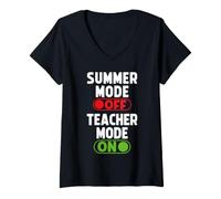 Femme Mode Enseignant sur Le Premier Jour de la rentrée Scolaire T-Shirt avec Col en V