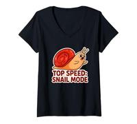 Femme Mode Escargot Haut de Gamme Amusant et Mignon Animal Lent T-Shirt avec Col en V